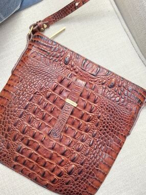 Brahmin Embossed Leather Crossbody - Cognac Croc